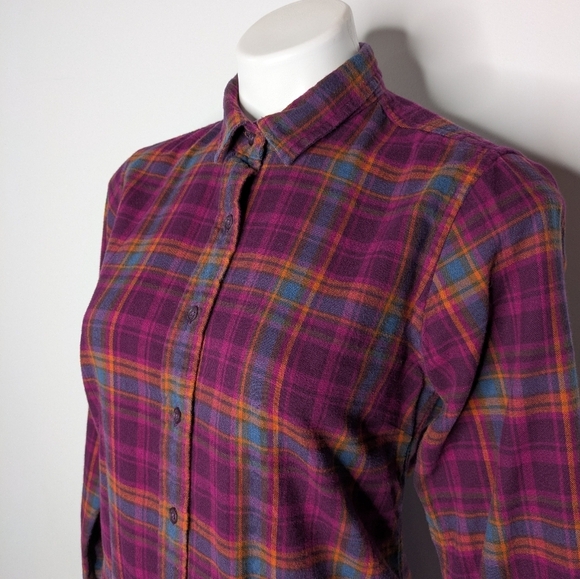 Toad & Co Purple Orange Blue Plain Long Sleeve Cotton Button Up S - Picture 2 of 8